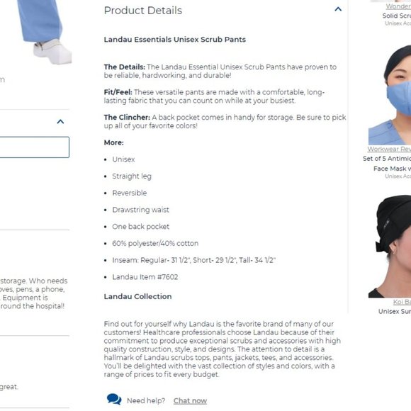 Landau Essentials Straight Leg Pants NWT Large - Picture 2 of 5